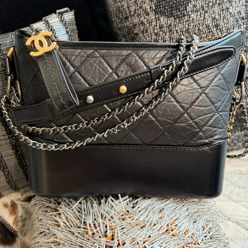 CHANEL 流浪包 中款 黑色 晶片款-0