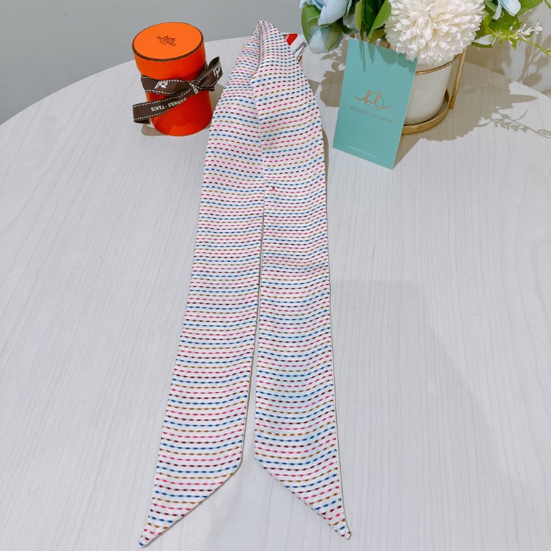 TK1992 愛馬仕 絲巾  Twilly Embroidered Chevaloscope Scarf-3