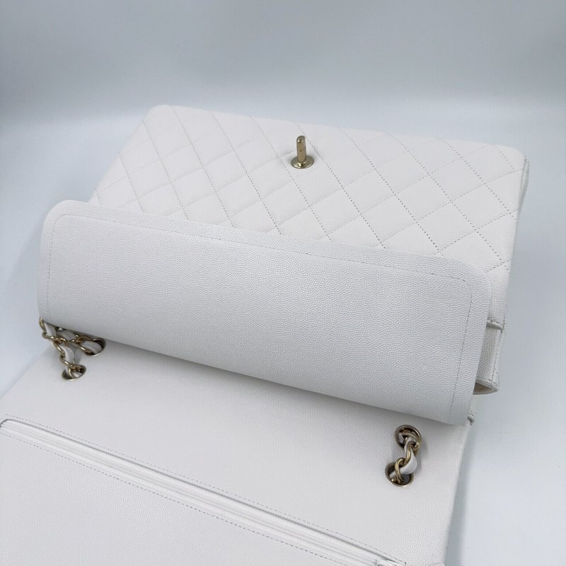 CHANEL白雪公主荔枝皮淡金釦JUMBO(晶片款)-7