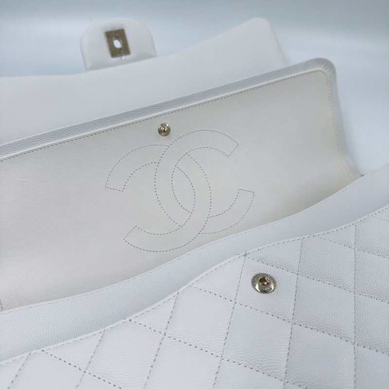 CHANEL白雪公主荔枝皮淡金釦JUMBO(晶片款)-8