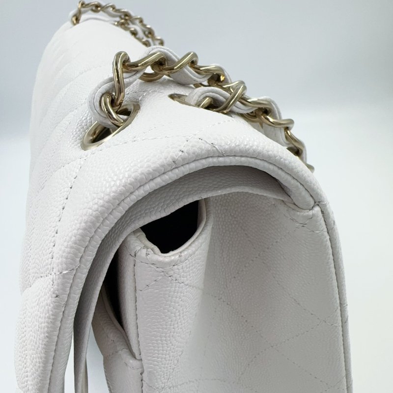 CHANEL白雪公主荔枝皮淡金釦JUMBO(晶片款)-11