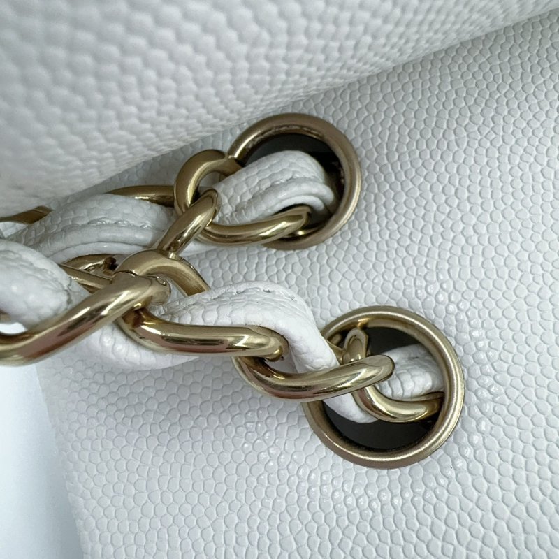 CHANEL白雪公主荔枝皮淡金釦JUMBO(晶片款)-17