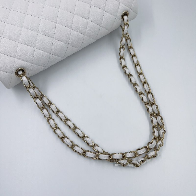 CHANEL白雪公主荔枝皮淡金釦JUMBO(晶片款)-23