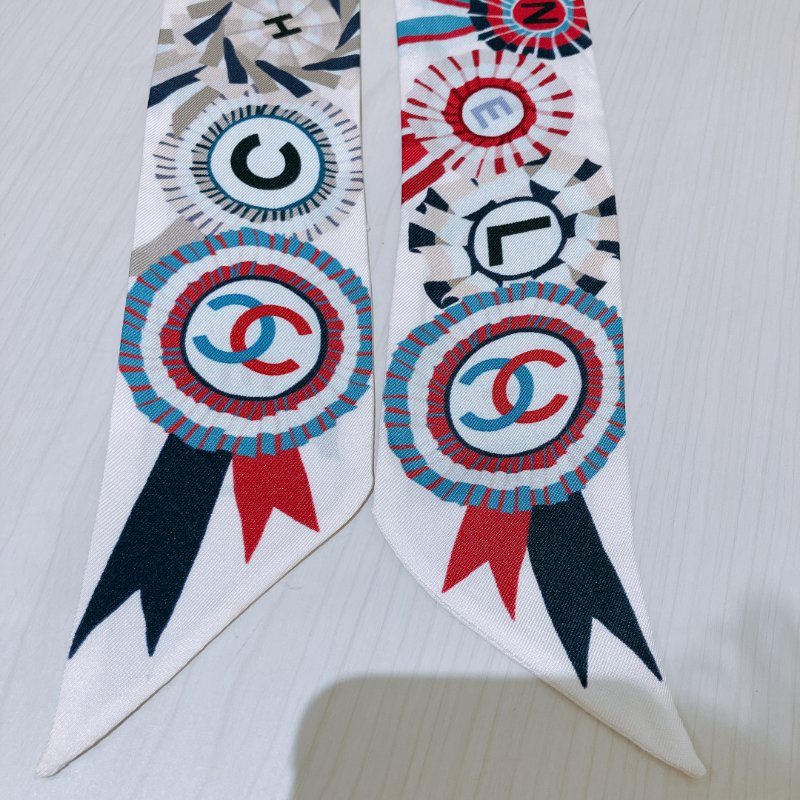 TK1994	  香奈兒 絲巾 Chanel Twilly White X Red-5