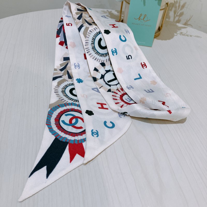 TK1994	  香奈兒 絲巾 Chanel Twilly White X Red-6