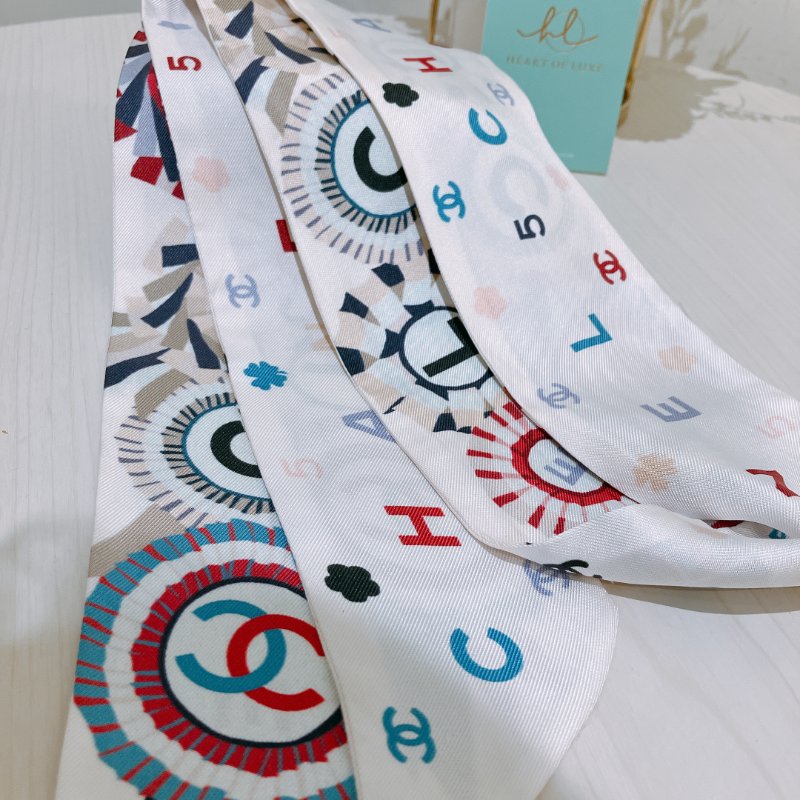 TK1994	  香奈兒 絲巾 Chanel Twilly White X Red-7