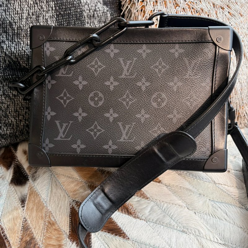 LV 黑灰老花拚牛皮TRUNK 鏈包-0