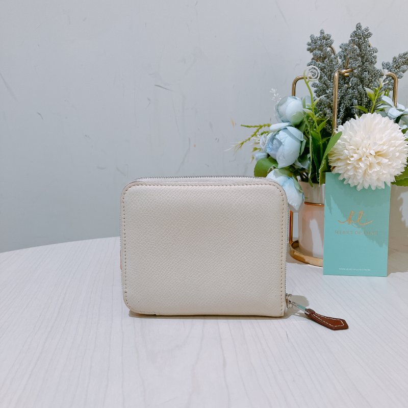 TK1991	愛馬仕 散子包 Hermes Silk In Compact Coin Case Blanc Stamp U-0