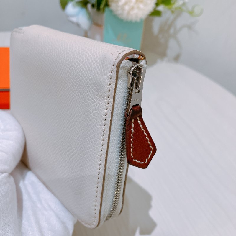 TK1991	愛馬仕 散子包 Hermes Silk In Compact Coin Case Blanc Stamp U-6