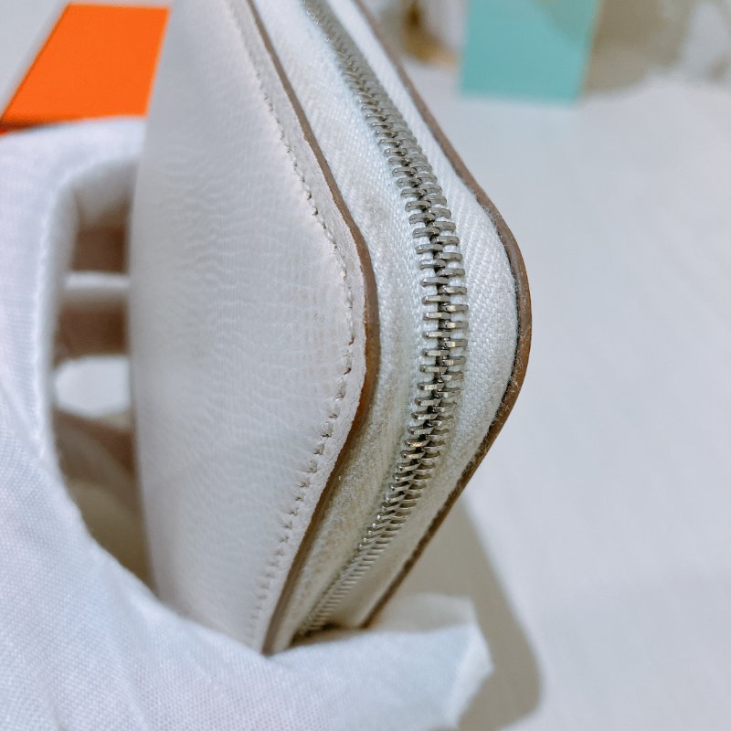 TK1991	愛馬仕 散子包 Hermes Silk In Compact Coin Case Blanc Stamp U-7