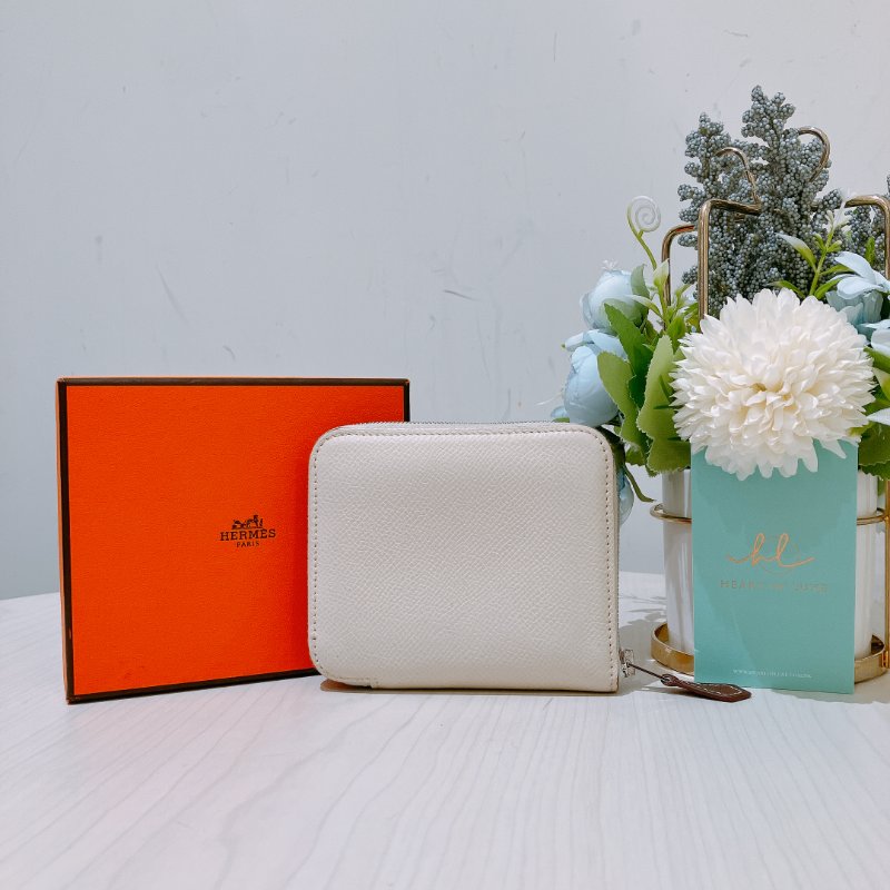 TK1991	愛馬仕 散子包 Hermes Silk In Compact Coin Case Blanc Stamp U-20