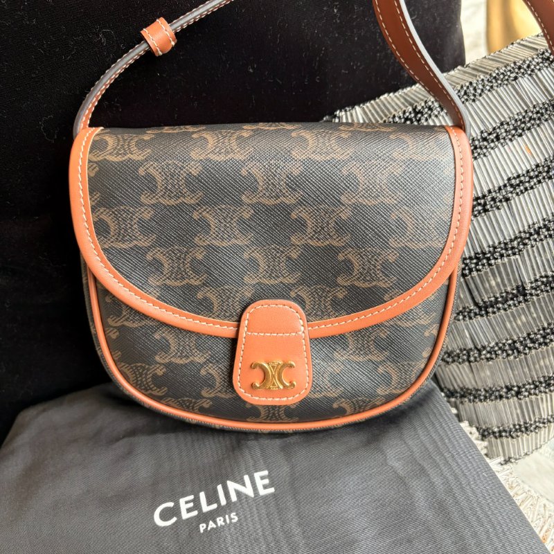 CELINE 滿版LOGO小馬鞍斜背包-0