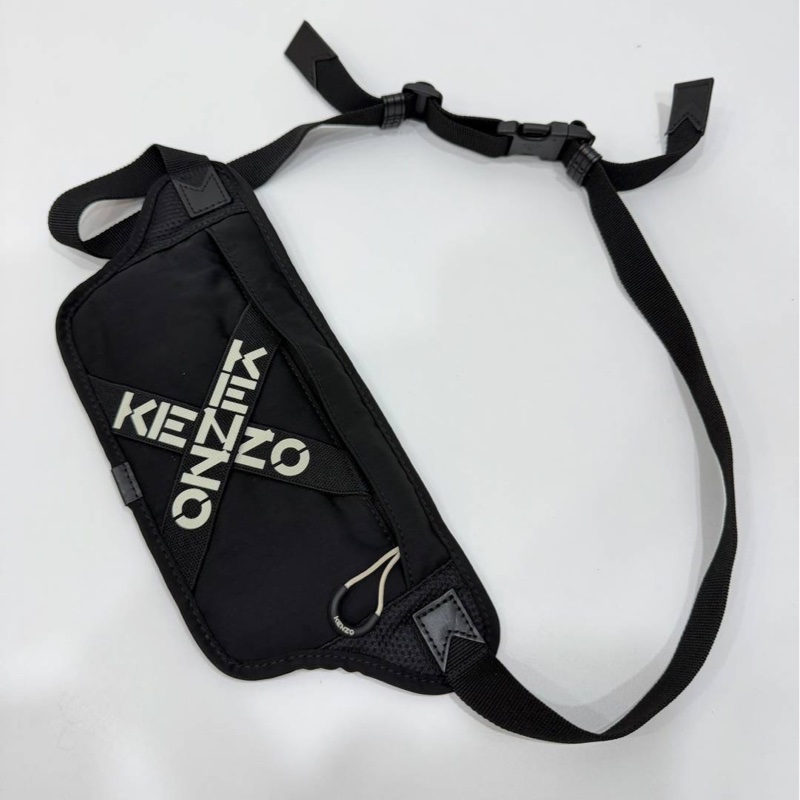 kenzo 黑色 尼龍 腰包 胸包 胸口包 斜背包-0