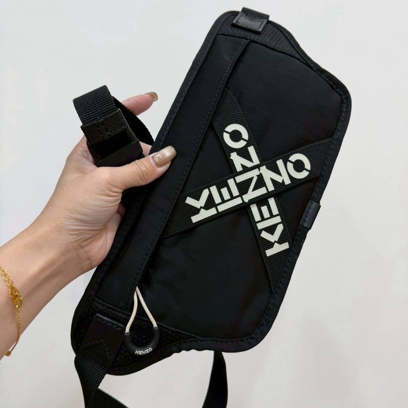 kenzo 黑色 尼龍 腰包 胸包 胸口包 斜背包-1