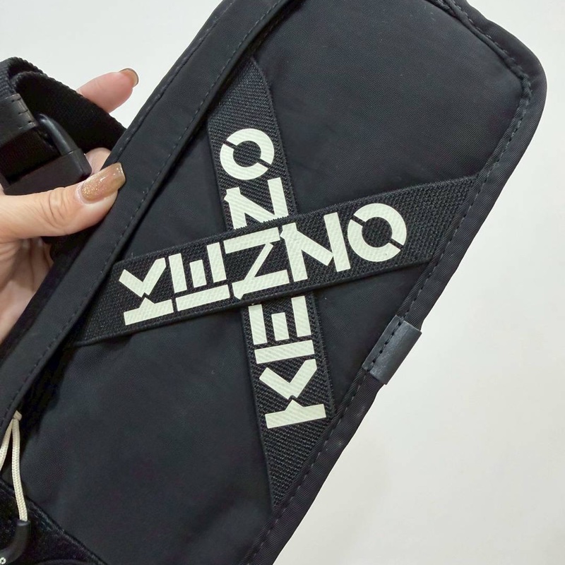 kenzo 黑色 尼龍 腰包 胸包 胸口包 斜背包-3
