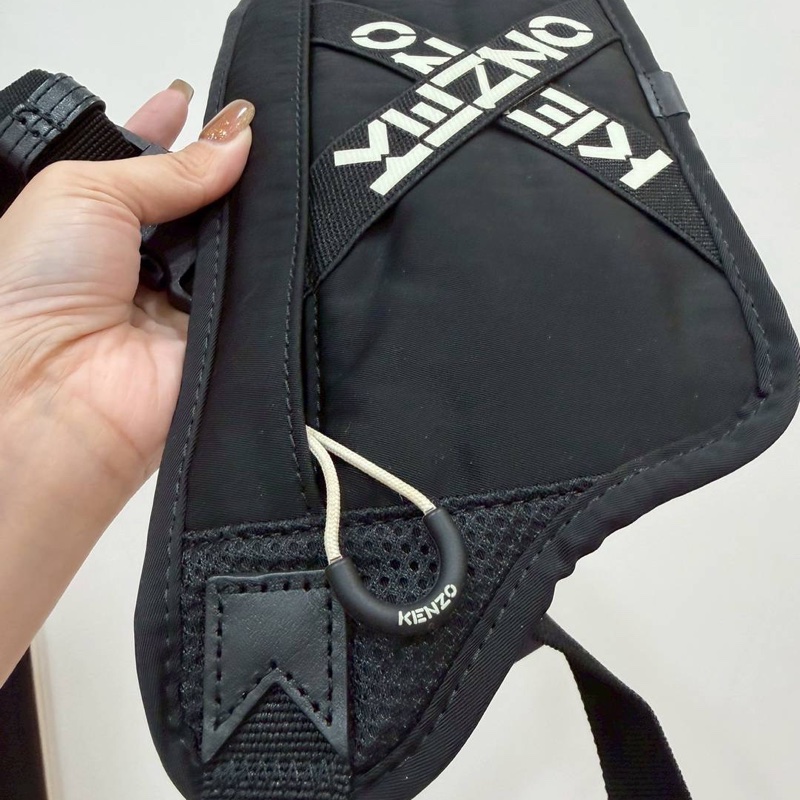 kenzo 黑色 尼龍 腰包 胸包 胸口包 斜背包-4
