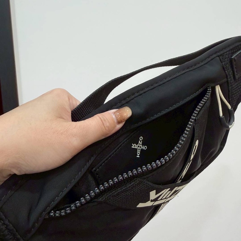 kenzo 黑色 尼龍 腰包 胸包 胸口包 斜背包-5