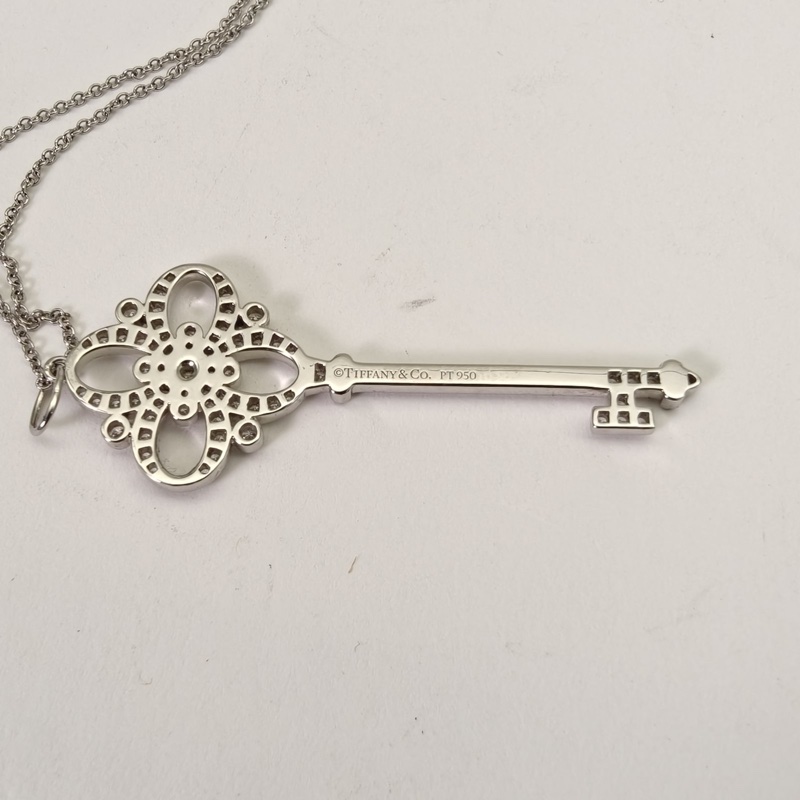 TIFFANY&CO 鑽石pt950維多利亞鑰匙項鏈大號滿鑽-2