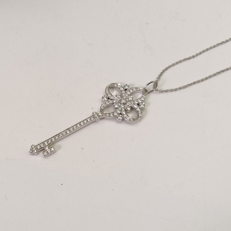 TIFFANY&CO 鑽石pt950維多利亞鑰匙項鏈大號滿鑽-3