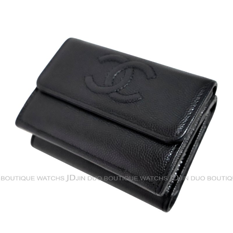 金鐸精品~C780 CHANEL香奈兒AP4655黑色荔枝紋小牛皮三折掀蓋短夾-3
