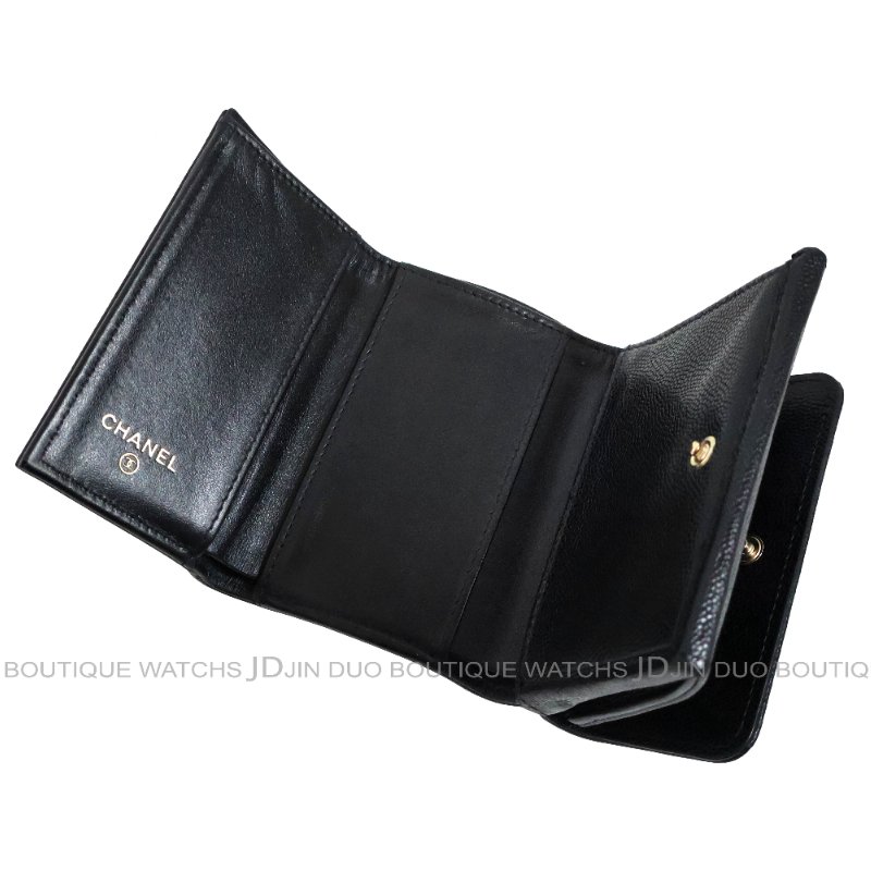 金鐸精品~C780 CHANEL香奈兒AP4655黑色荔枝紋小牛皮三折掀蓋短夾-4