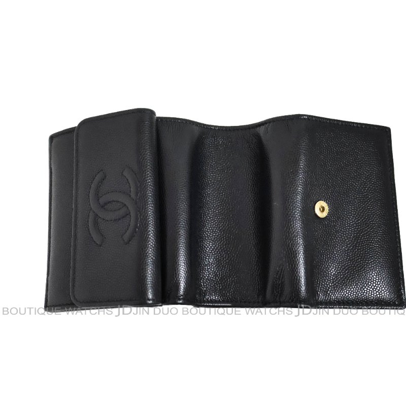 金鐸精品~C780 CHANEL香奈兒AP4655黑色荔枝紋小牛皮三折掀蓋短夾-5