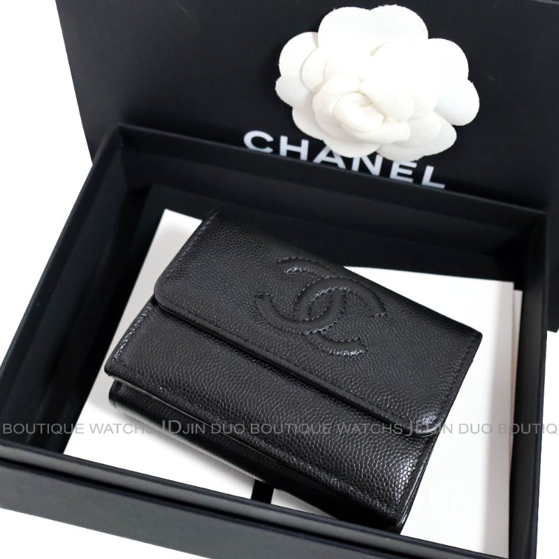 金鐸精品~C780 CHANEL香奈兒AP4655黑色荔枝紋小牛皮三折掀蓋短夾-7