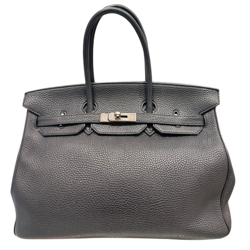 HERMES 愛馬仕 BIRKIN 35 柏金包  TOGO皮革 黑色 銀扣-0