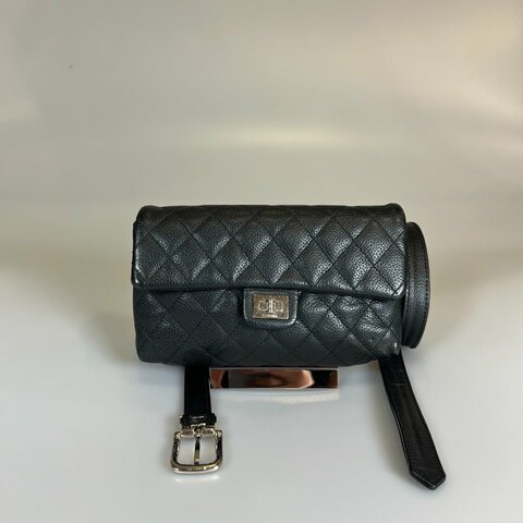 CHANEL 櫃姐腰包荔枝黑