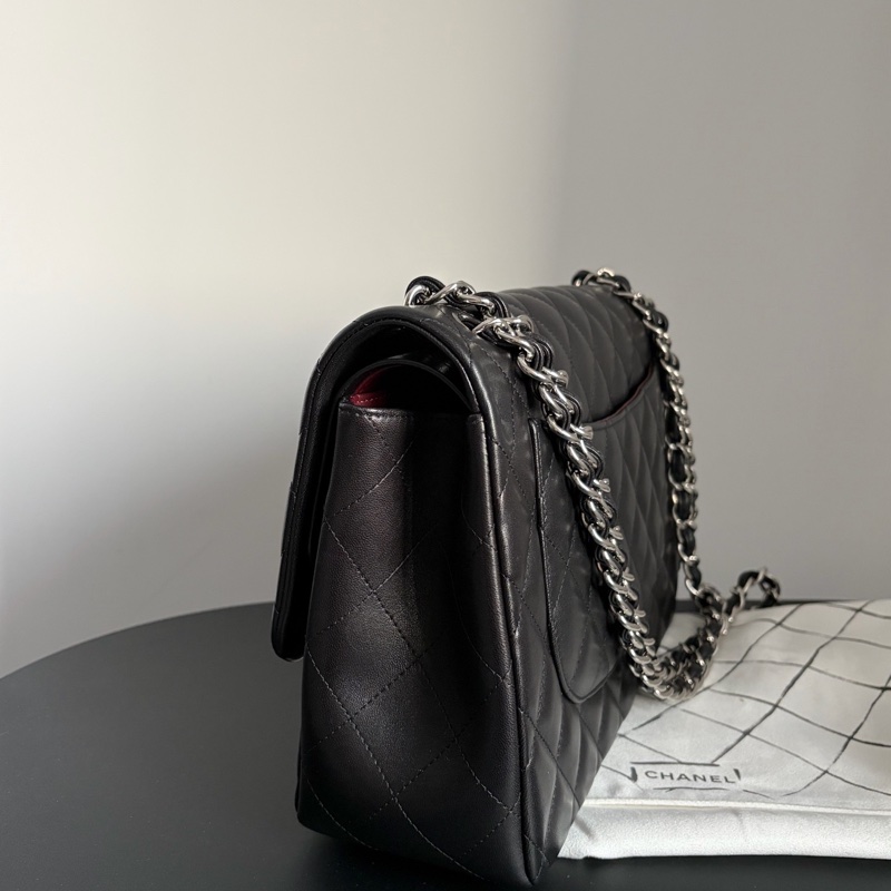 Chanel 香奈兒 黑銀羊皮 CF jumbo 18開有卡 好成色 包型好 尺寸30*20-6