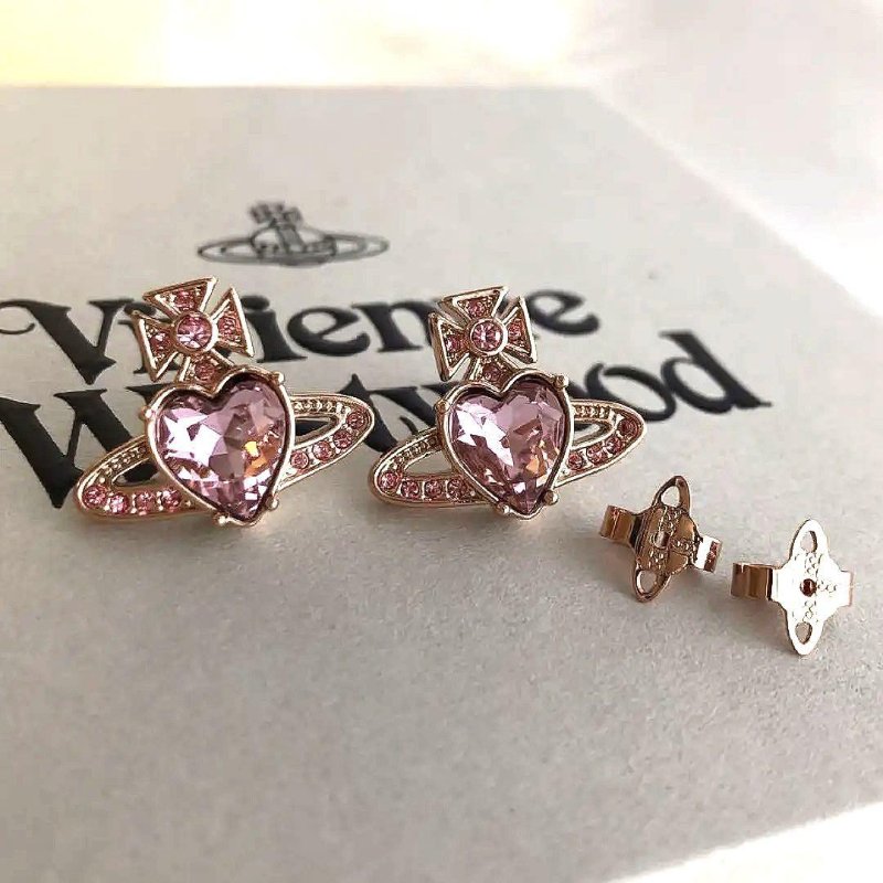 Vivienne Westwood Ariella 星球標誌愛心水晶穿針-5