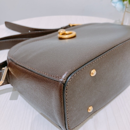 TK1979 思琳中古金色斜挎包CELINE VINTAGE ROUND GOLD BUCKLE SHOULDER BAG CALFSKIN-5