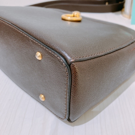 TK1979 思琳中古金色斜挎包CELINE VINTAGE ROUND GOLD BUCKLE SHOULDER BAG CALFSKIN-6