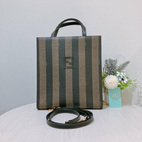 TK1980 芬廸 背包吧/肩背包/斜背包/多功能/王吉娜古董 Vintage PVC Pecan Backpack Canvas Brown #No Number