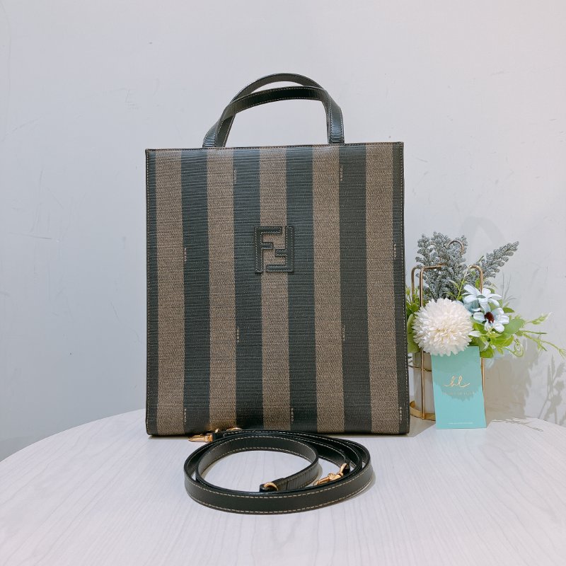 TK1980 芬廸 背包吧/肩背包/斜背包/多功能/王吉娜古董 Vintage PVC Pecan Backpack Canvas Brown #No Number-0