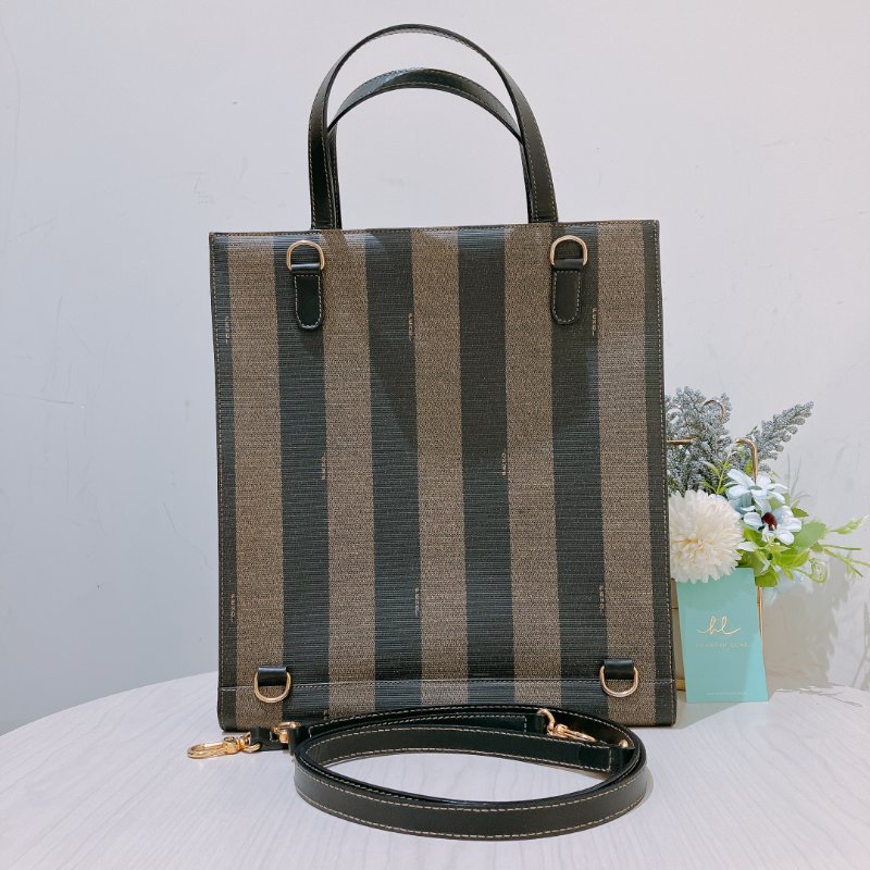 TK1980 芬廸 背包吧/肩背包/斜背包/多功能/王吉娜古董 Vintage PVC Pecan Backpack Canvas Brown #No Number-1