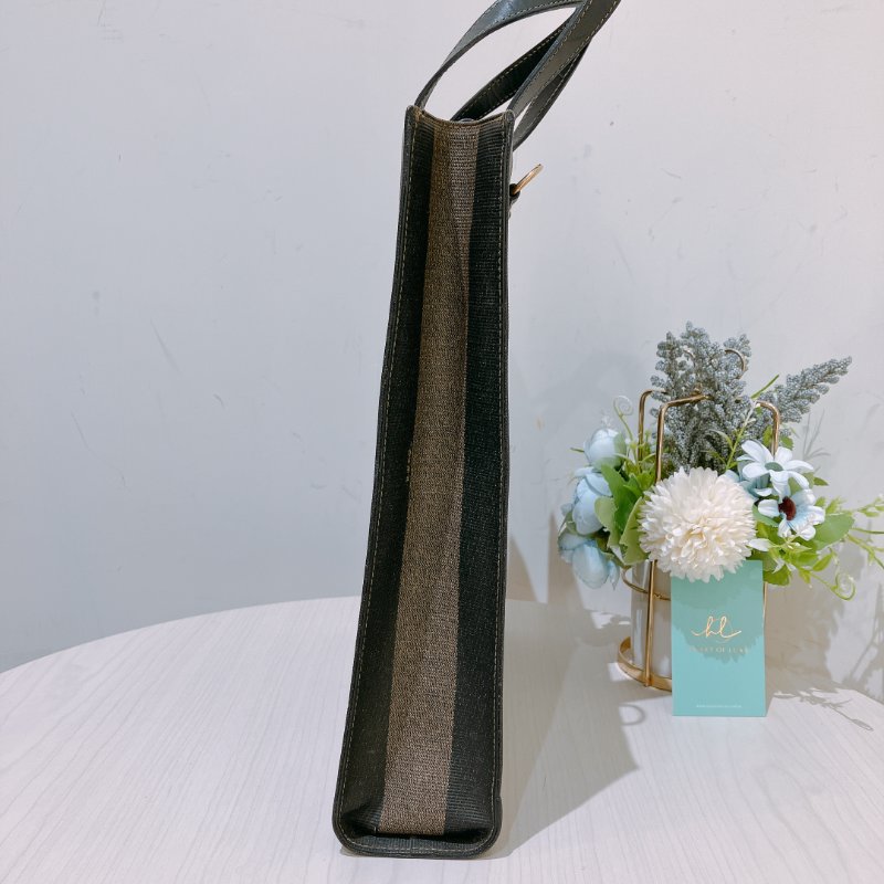 TK1980 芬廸 背包吧/肩背包/斜背包/多功能/王吉娜古董 Vintage PVC Pecan Backpack Canvas Brown #No Number-3