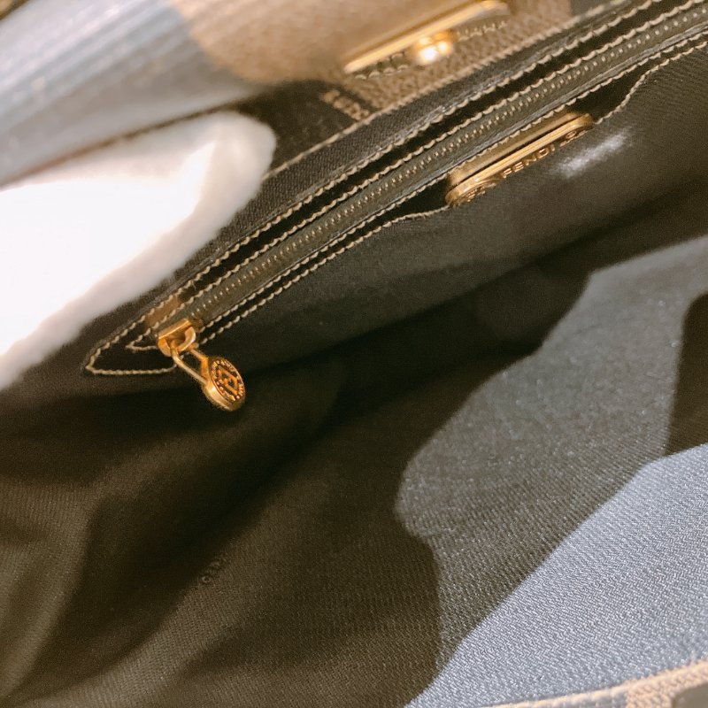 TK1980 芬廸 背包吧/肩背包/斜背包/多功能/王吉娜古董 Vintage PVC Pecan Backpack Canvas Brown #No Number-11