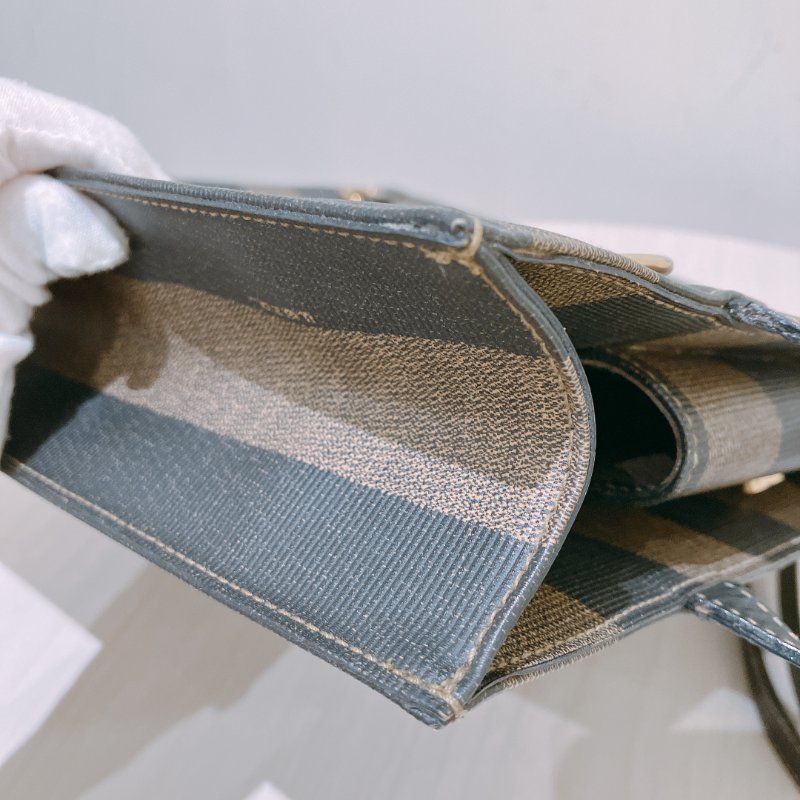 TK1980 芬廸 背包吧/肩背包/斜背包/多功能/王吉娜古董 Vintage PVC Pecan Backpack Canvas Brown #No Number-14