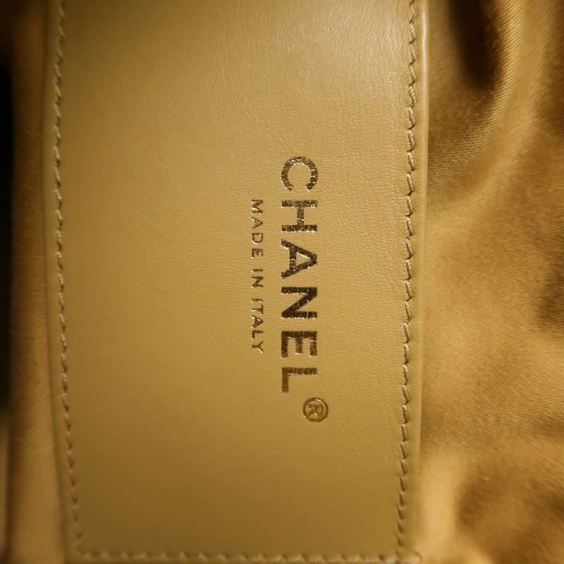 CHANEL 羊皮皮革Drawstring Bag金扣肩背袋-5