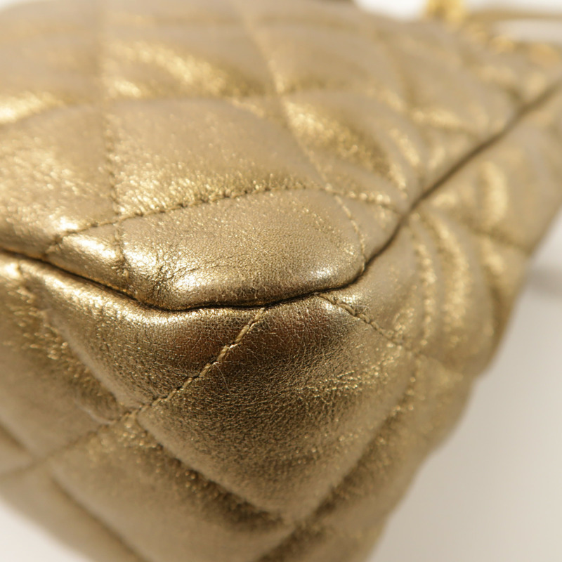 CHANEL 羊皮皮革Drawstring Bag金扣肩背袋-10