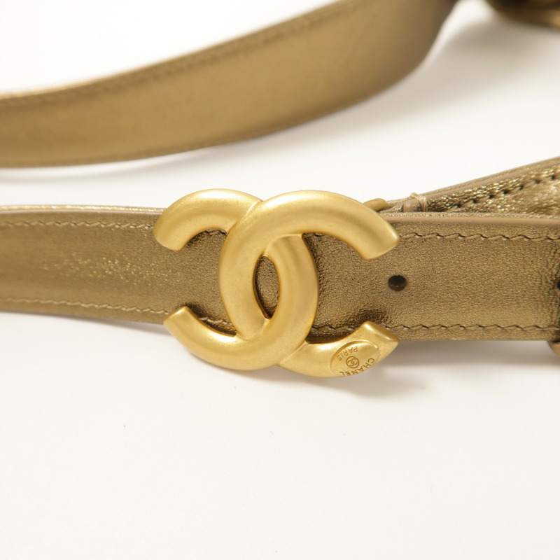 CHANEL 羊皮皮革Drawstring Bag金扣肩背袋-13