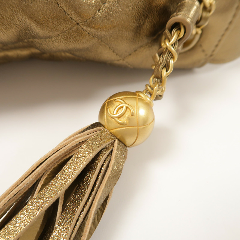 CHANEL 羊皮皮革Drawstring Bag金扣肩背袋-17