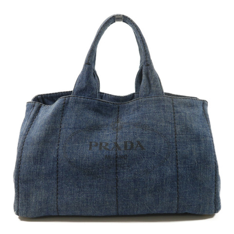 PRADA 牛仔布Canapa Large Tote金扣手挽袋