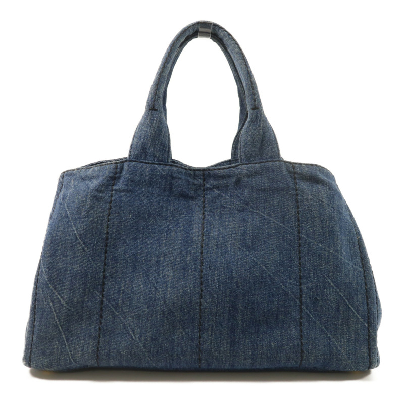 PRADA 牛仔布Canapa Large Tote金扣手挽袋-1