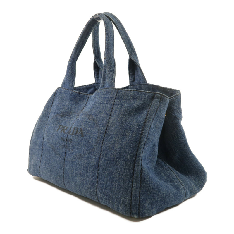 PRADA 牛仔布Canapa Large Tote金扣手挽袋-2