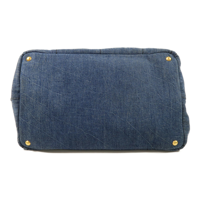 PRADA 牛仔布Canapa Large Tote金扣手挽袋-3