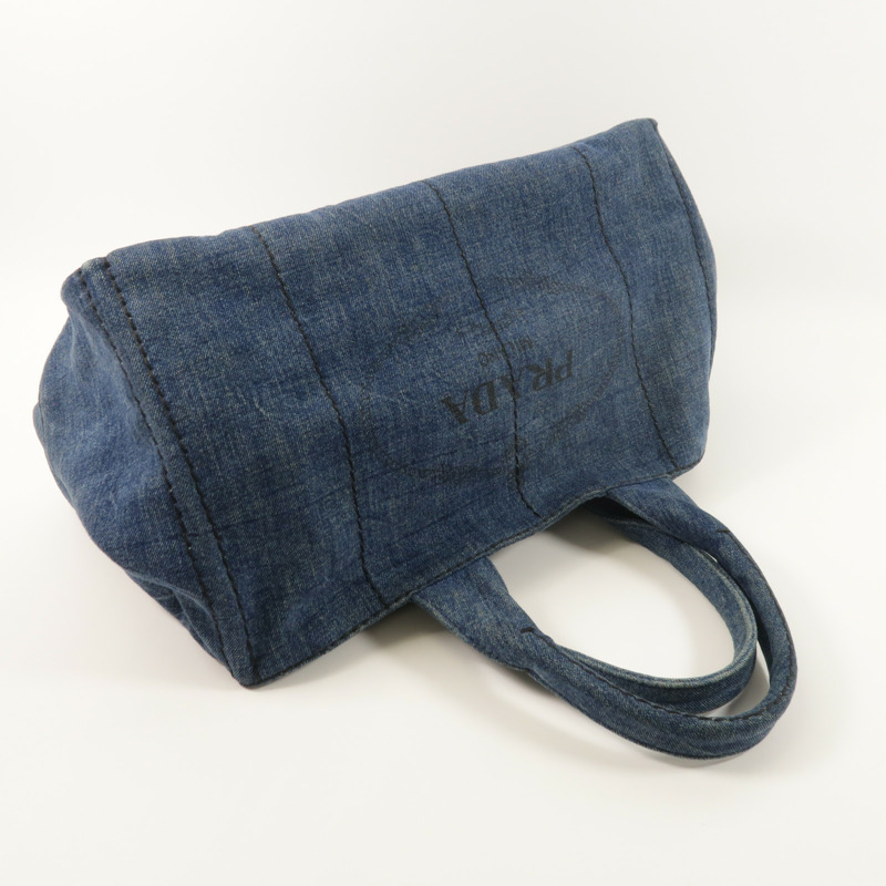 PRADA 牛仔布Canapa Large Tote金扣手挽袋-7