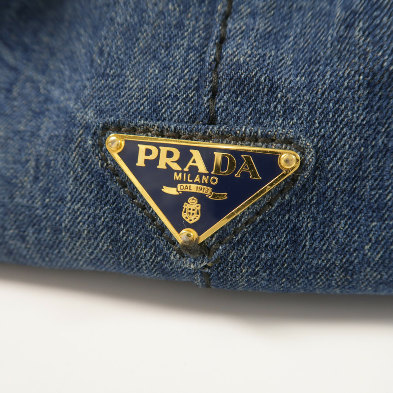 PRADA 牛仔布Canapa Large Tote金扣手挽袋-8