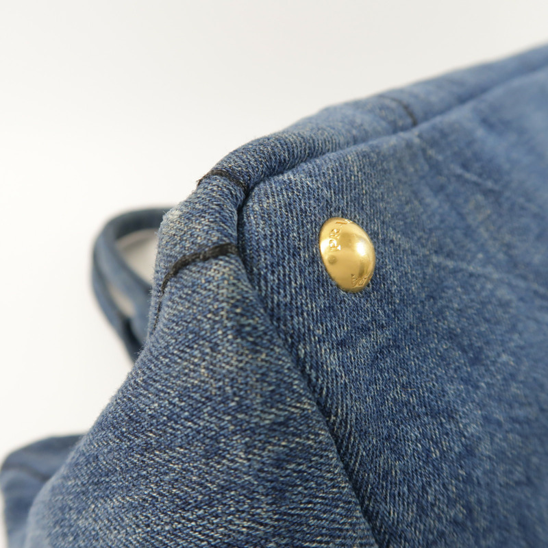 PRADA 牛仔布Canapa Large Tote金扣手挽袋-12